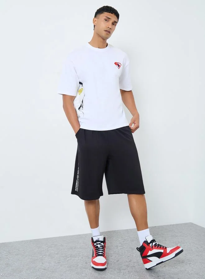 ستايلي شورت تيري مطبوع بشخصية وقصة واسعة